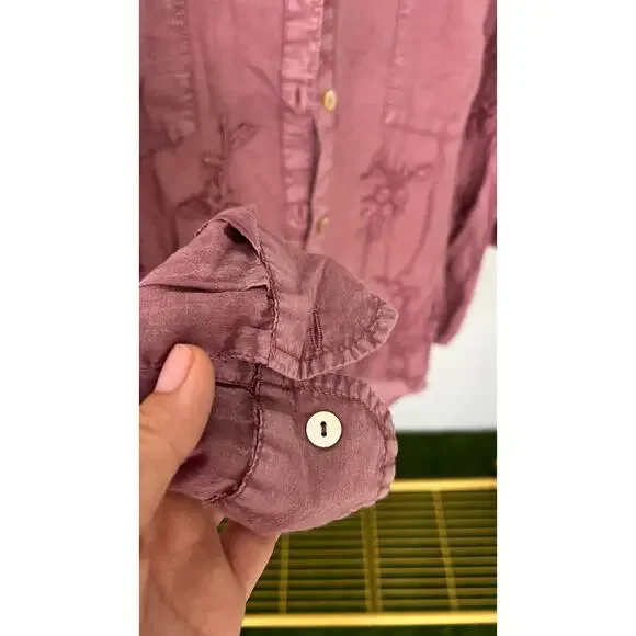 NWT Anthropology by Kyla Seo Jo Buttons Up Cotton Embroidered Shirt Size Small - Picture 9 of 12